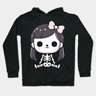 Cute Kawaii Ghost Skeleton | Spooky Halloween Skeleton Design for Girls Hoodie